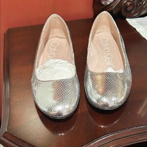 Calvin Klein Shimmering Silver Loafers